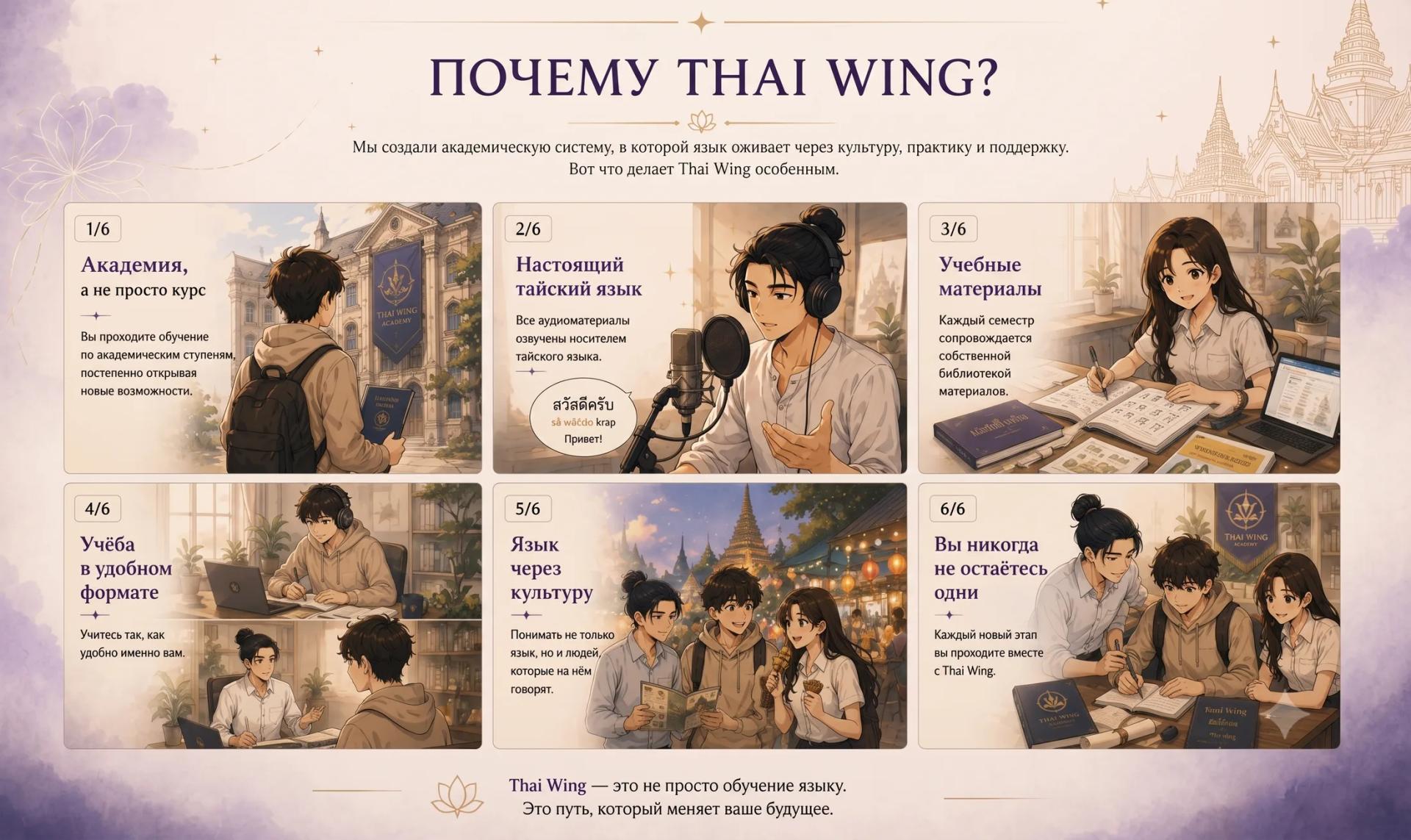 Почему Thai Wing: академическая система, носители языка, авторские материалы, удобный формат, культура и поддержка